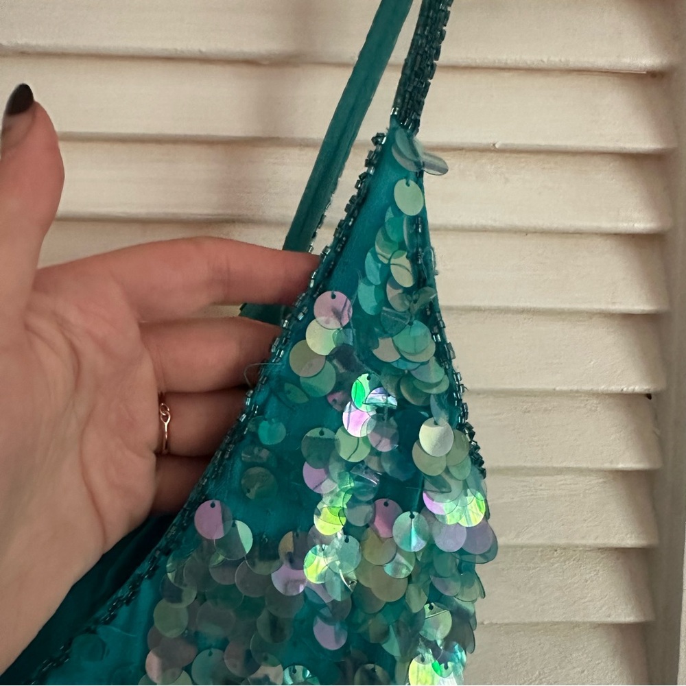 Cache turquoise sequin mini dress - Picture 3 of 7